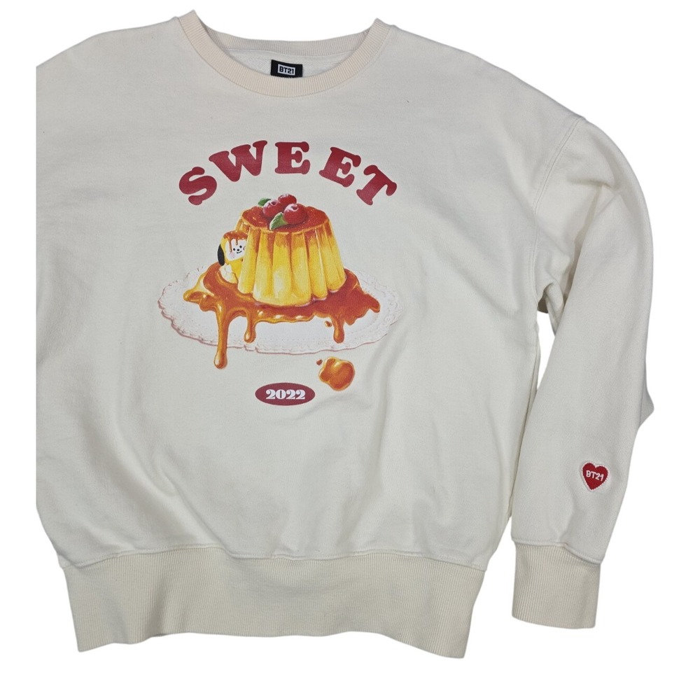 BT21 Line Friends Womens S Sweatshirt‎ Beige K-Pop BTS Baby Sweet Things Cozy
